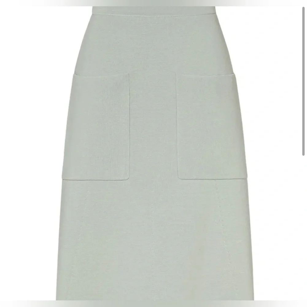 REISS Bridgette Sage Green Pencil Knit Skirt Pockets High Waisted Womens Size 2